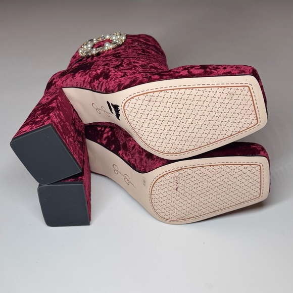 Jessica Simpson Luminna Velvet Embellished Buckle Booties Size-8 M - Picture 10 of 10